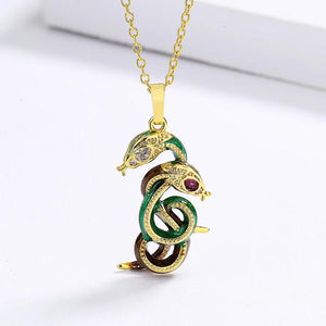 925 Silver Enamel Epoxy Snake Pendant Necklace