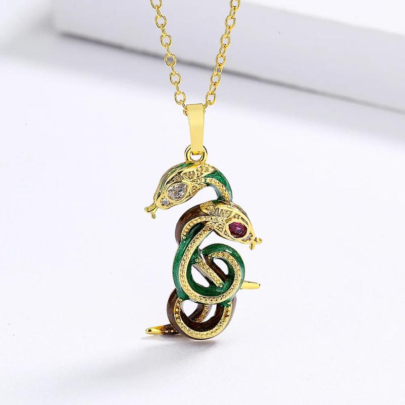 925 Silver Enamel Epoxy Snake Pendant Necklace