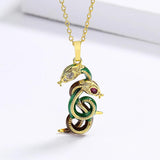 925 Silver Enamel Epoxy Snake Pendant Necklace