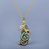 925 Silver Enamel Epoxy Snake Pendant Necklace