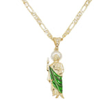 Golden Saint Jude Necklace 14K Plated San Judas Necklace Chain