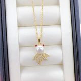 Goldfish Freshwater Pearl Necklace 14K Plated Women's Jewelry Gift