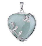 Chrysoprase Heart Amulet Pendant Zodiac Reiki Silver