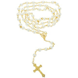 Vintage Pearl Pendant Rosary Beads Necklace Small Chain