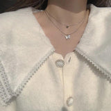 Double Layer Butterfly Choker Necklace 925 Sterling Silver Pendant