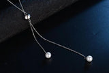 925 Sterling Silver Necklace Ball Beads Pearl Sweater Long Chain Choker