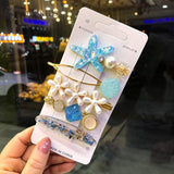 Geometric Rhinestone Pearl Hair Clip Barrette Headwear