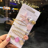 Geometric Rhinestone Pearl Hair Clip Barrette Headwear