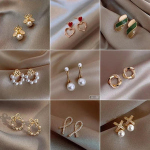 Pearl French Flower Earrings Retro Net Red Temperament Earrings