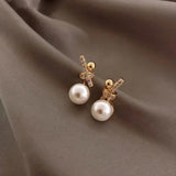 Pearl French Flower Earrings Retro Net Red Temperament Earrings