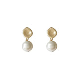 Metallic Matte Freshwater Pearl Stud Earrings For Women