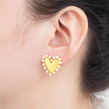 Vintage Heart Shape Pearl CZ Women Earrings