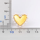 Vintage Heart Shape Pearl CZ Women Earrings