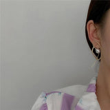 Metal Irregular Pearl Earrings European And American Style Personality