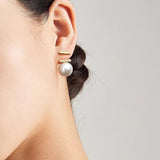 Micro Zircon Setting T Shaped Pearls Stud Earrings For Women