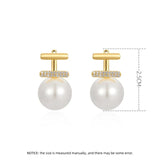 Micro Zircon Setting T Shaped Pearls Stud Earrings For Women