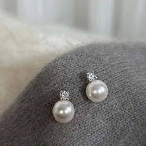 Grey Zircon Pearl Earrings Classic Brincos