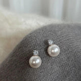 Grey Zircon Pearl Earrings Classic Brincos