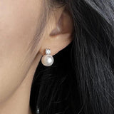 Grey Zircon Pearl Earrings Classic Brincos