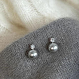 Grey Zircon Pearl Earrings Classic Brincos