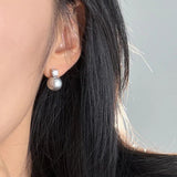 Grey Zircon Pearl Earrings Classic Brincos