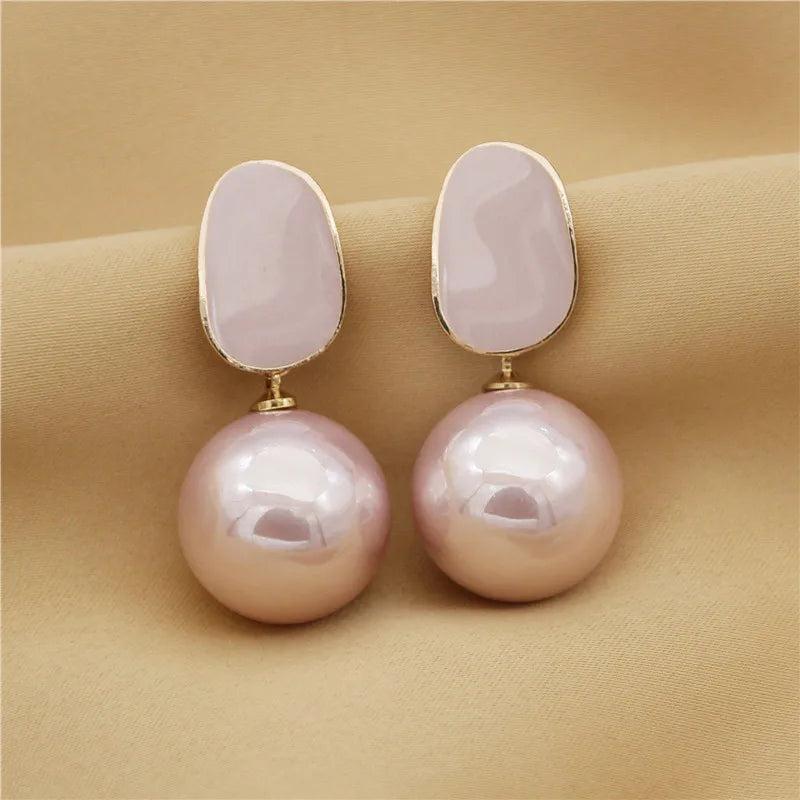 Gray Pearl Statement Earrings for Women