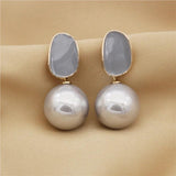 Gray Pearl Statement Earrings for Women