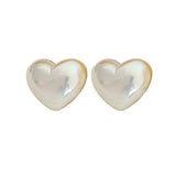 925 Silver Needle Heart Earrings Simulated Pearl, Colorful Love Heart Jewelry