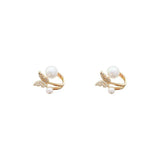 Rhinestone Butterfly Pearl Stud Earrings Party Jewelry