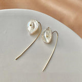 Metal Freshwater Pearl Earrings European And American Style Personality