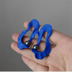S925 Needle Klein Pearl Earrings Irregular Wave Earrings Women Jewelry