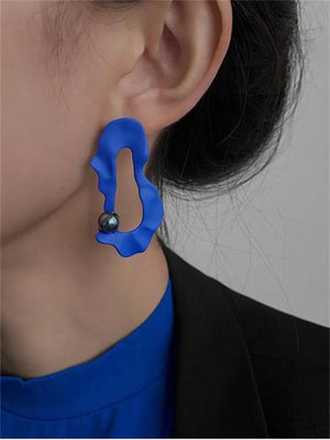 S925 Needle Klein Pearl Earrings Irregular Wave Earrings Women Jewelry
