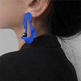 S925 Needle Klein Pearl Earrings Irregular Wave Earrings Women Jewelry