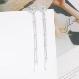 Flower Pearl Tassel Earrings, Cold and Versatile Long Earrings