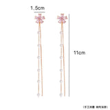 Flower Pearl Tassel Earrings, Cold and Versatile Long Earrings