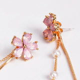 Flower Pearl Tassel Earrings, Cold and Versatile Long Earrings