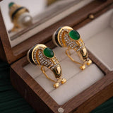 Glass Green Simulated Pearl Earrings 925 Silver Needle For Women Girl