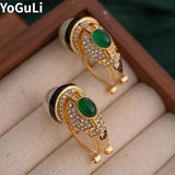 Glass Green Simulated Pearl Earrings 925 Silver Needle For Women Girl