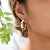 Stainless Steel Beads Studs Simulated Pearls Circle Stud Earrings