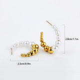 Stainless Steel Beads Studs Simulated Pearls Circle Stud Earrings
