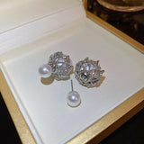 Rhinestone Studs Earrings Retro Palace Earrings Female Ear Jewelry