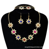 Boho Sunflower Crystal Jewelry Set for Women