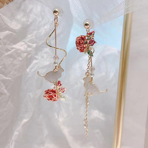 Sweet Cat Rabbit Stud Earrings For Women Flower Star Heart Pearl Tassel Dangle