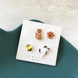 Sweet Cat Rabbit Stud Earrings For Women Flower Star Heart Pearl Tassel Dangle