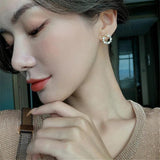 Crystal Wreath Bow Stud Earrings Pearls Jewelry Gift
