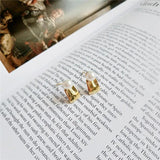 925 Silver Geometric Pearl Stud Earrings Korea Jewelry