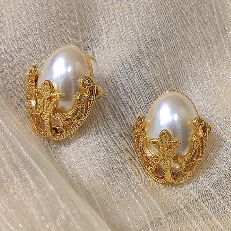 925 Silver Needle Vintage Simulated Pearl Earrings Wedding Accessories