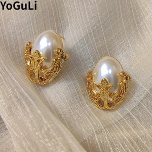 925 Silver Needle Vintage Simulated Pearl Earrings Wedding Accessories