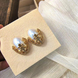 925 Silver Needle Vintage Simulated Pearl Earrings Wedding Accessories
