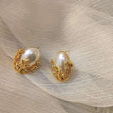 925 Silver Needle Vintage Simulated Pearl Earrings Wedding Accessories